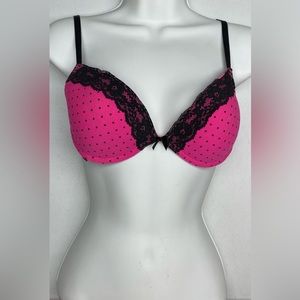 Rose+Vine PNK/BLK DOTS Push-up, 34C *P1058